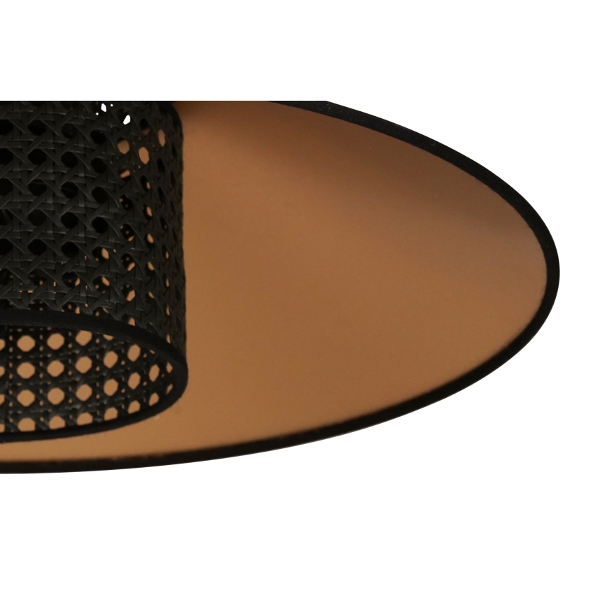 Duolla - Lustra ar auklu RIO RATTAN 1xE27/15W/230V d. 45 cm melna/zelta