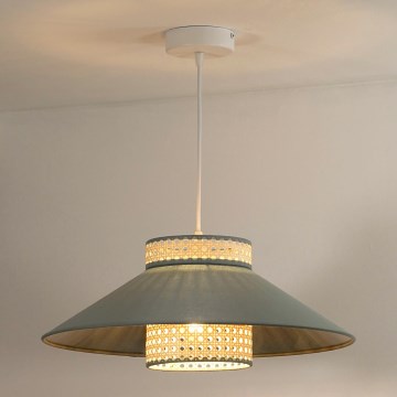 Duolla - Lustra ar auklu RIO RATTAN 1xE27/15W/230V d. 45 cm zaļa/rotanga