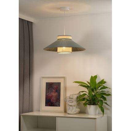 Duolla - Lustra ar auklu RIO RATTAN 1xE27/15W/230V d. 45 cm zaļa/rotanga