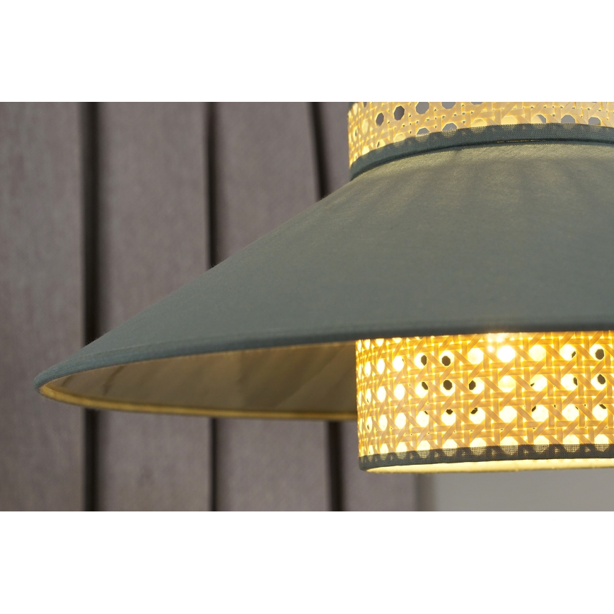 Duolla - Lustra ar auklu RIO RATTAN 1xE27/15W/230V d. 45 cm zaļa/rotanga