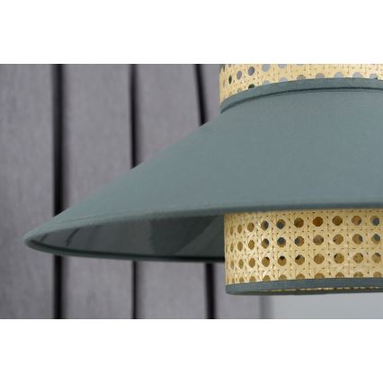 Duolla - Lustra ar auklu RIO RATTAN 1xE27/15W/230V d. 45 cm zaļa/rotanga