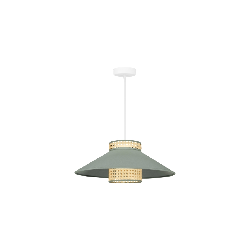 Duolla - Lustra ar auklu RIO RATTAN 1xE27/15W/230V d. 45 cm zaļa/rotanga