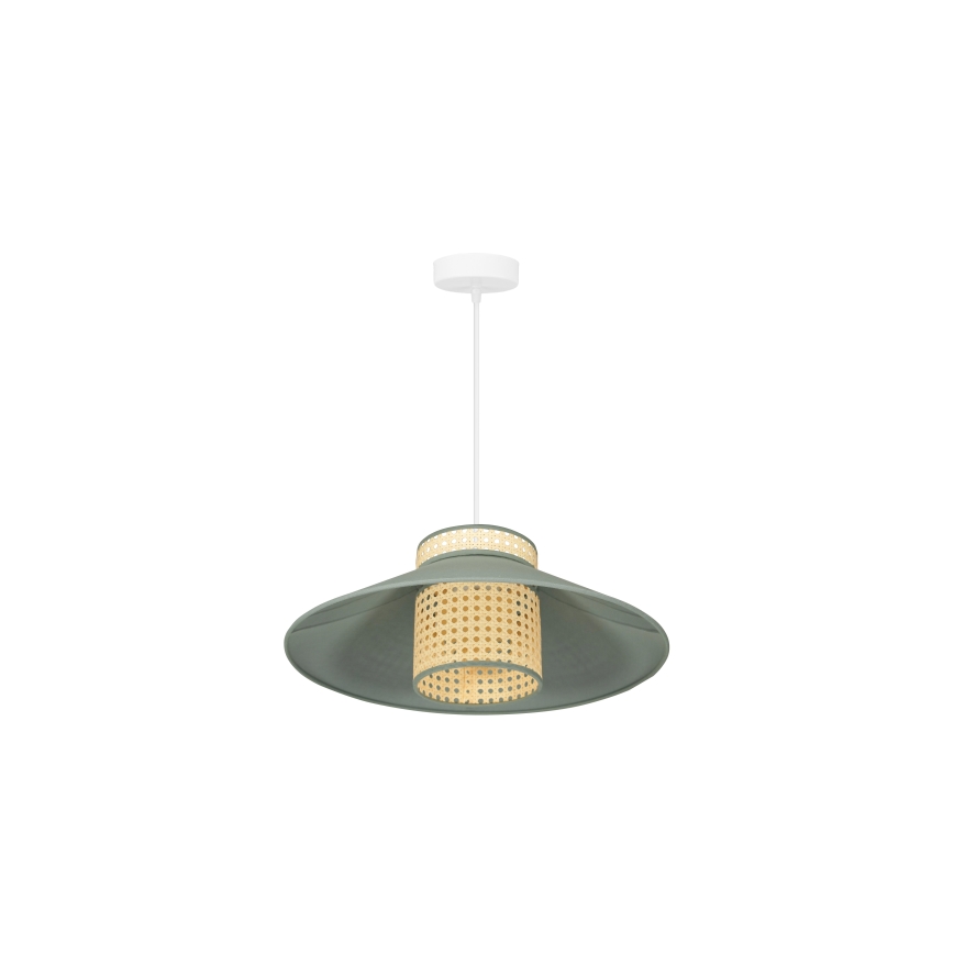 Duolla - Lustra ar auklu RIO RATTAN 1xE27/15W/230V d. 45 cm zaļa/rotanga