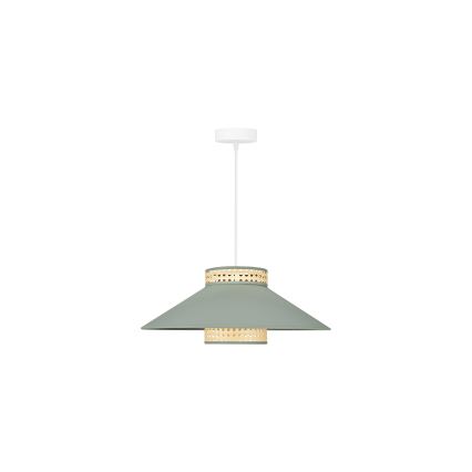 Duolla - Lustra ar auklu RIO RATTAN 1xE27/15W/230V d. 45 cm zaļa/rotanga