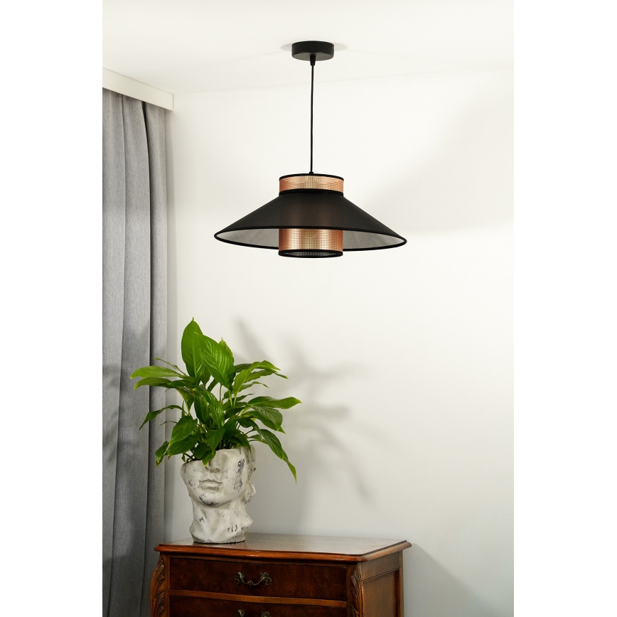 Duolla - Lustra ar auklu RIO SHINY 1xE27/15W/230V d. 45 cm melna/varš