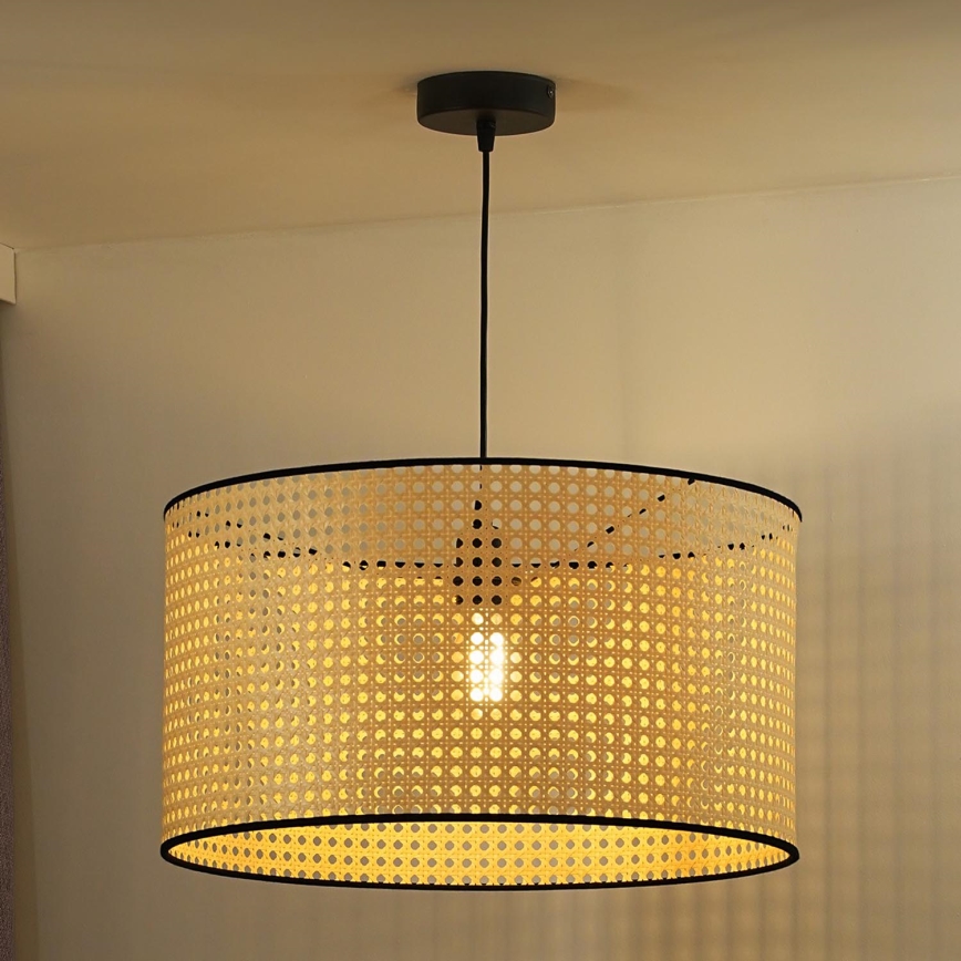 Duolla - Lustra ar auklu ROLLER 1xE27/15W/230V d. 45 cm rotanga/melna
