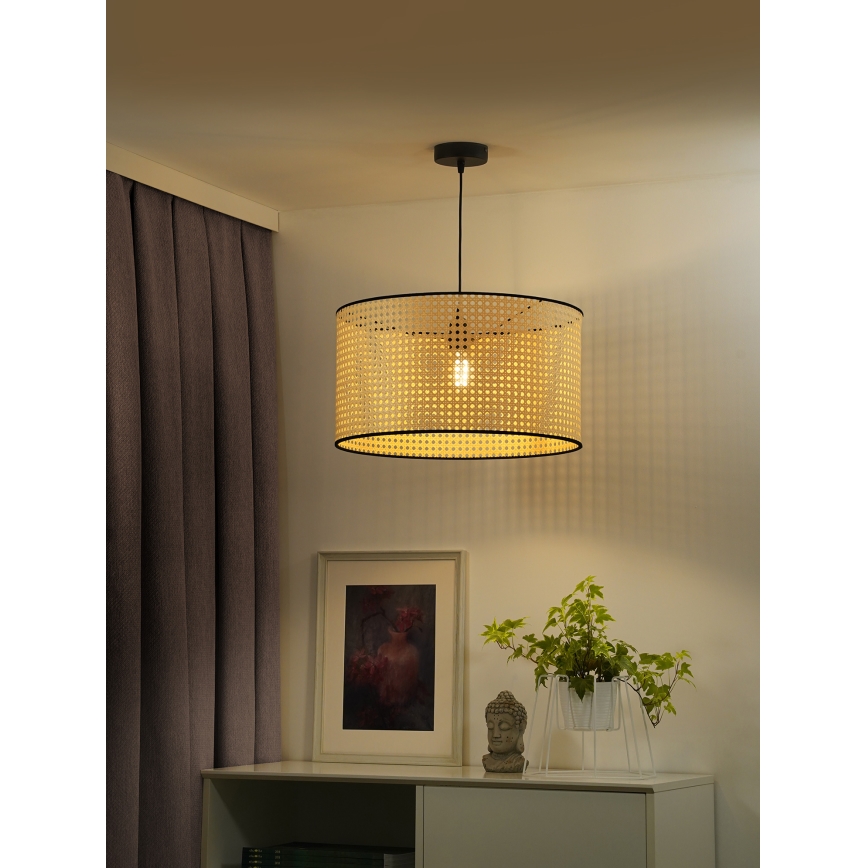 Duolla - Lustra ar auklu ROLLER 1xE27/15W/230V d. 45 cm rotanga/melna