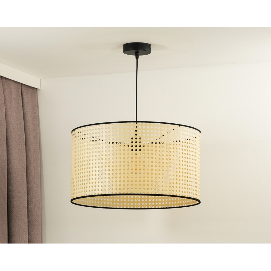 Duolla - Lustra ar auklu ROLLER 1xE27/15W/230V d. 45 cm rotanga/melna