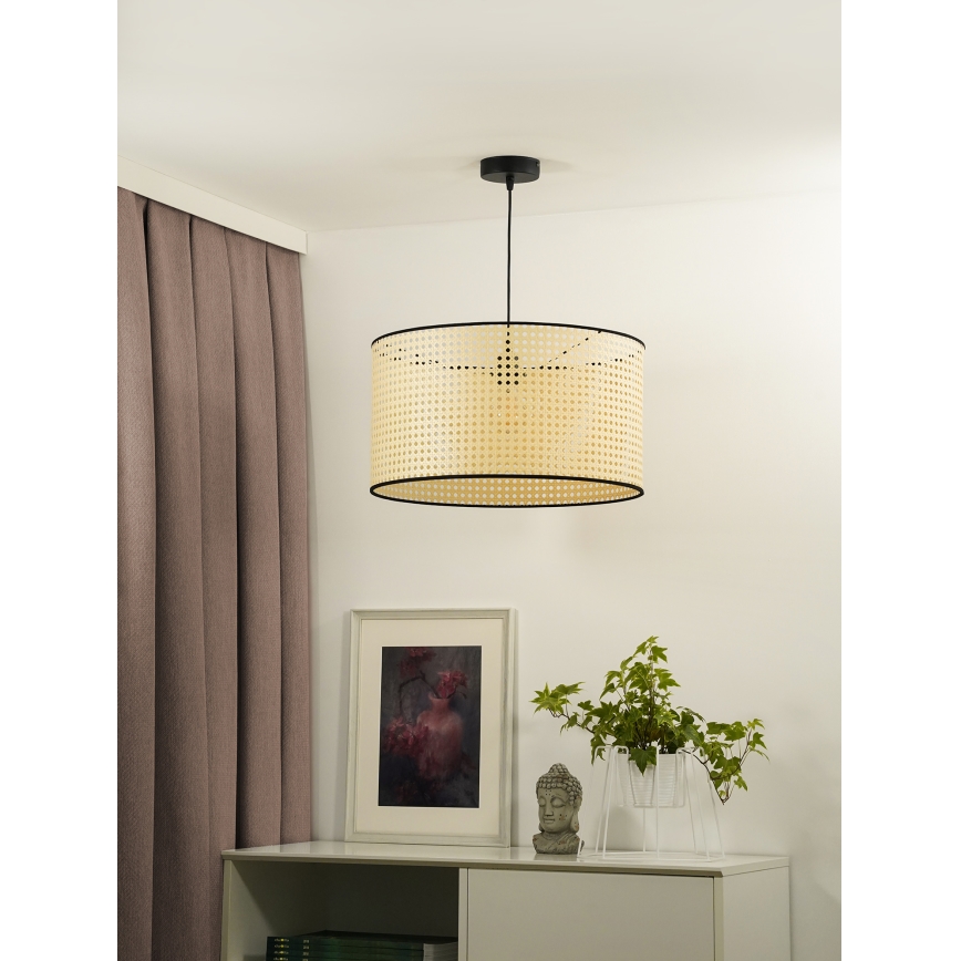 Duolla - Lustra ar auklu ROLLER 1xE27/15W/230V d. 45 cm rotanga/melna