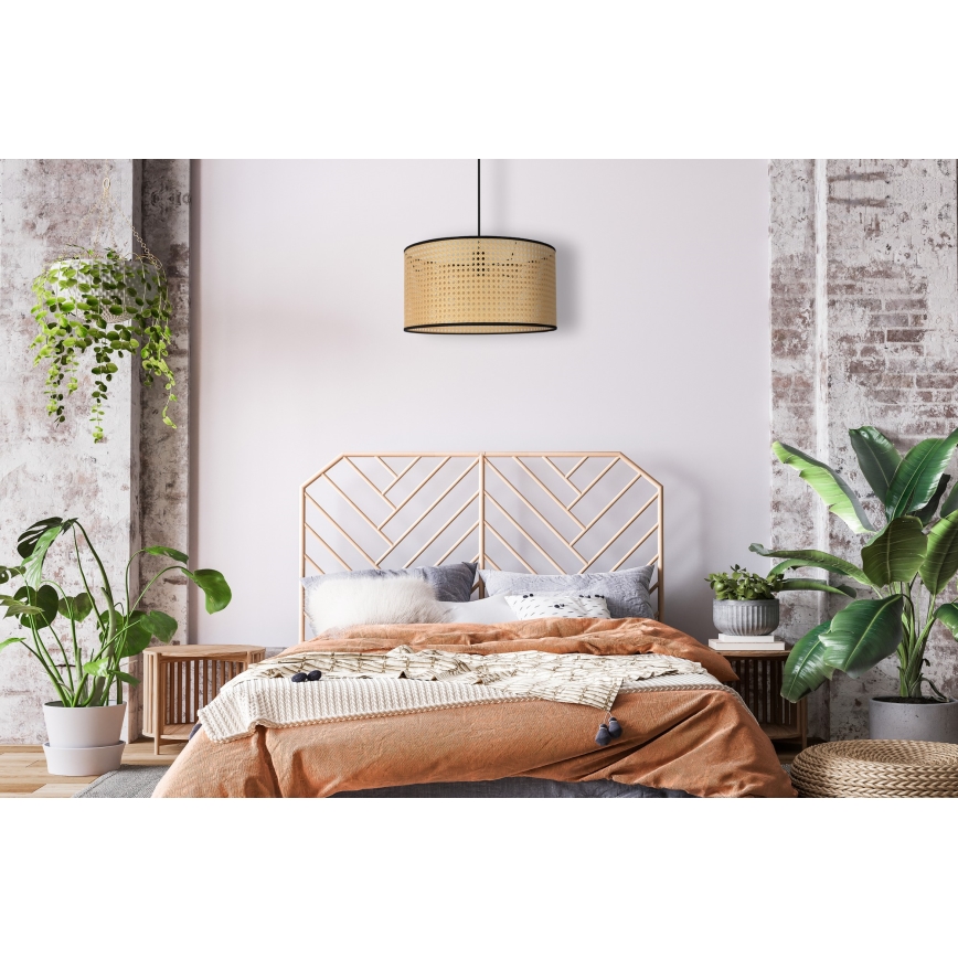 Duolla - Lustra ar auklu ROLLER 1xE27/15W/230V d. 45 cm rotanga/melna