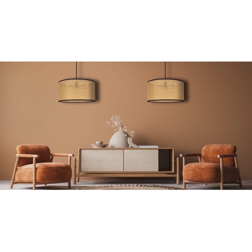 Duolla - Lustra ar auklu ROLLER 1xE27/15W/230V d. 45 cm rotanga/melna