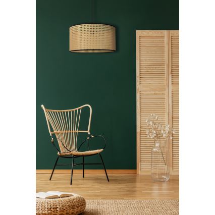 Duolla - Lustra ar auklu ROLLER 1xE27/15W/230V d. 45 cm rotanga/melna
