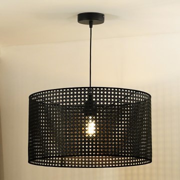 Duolla - Lustra ar auklu ROLLER RATTAN 1xE27/15W/230V d. 45 cm melna