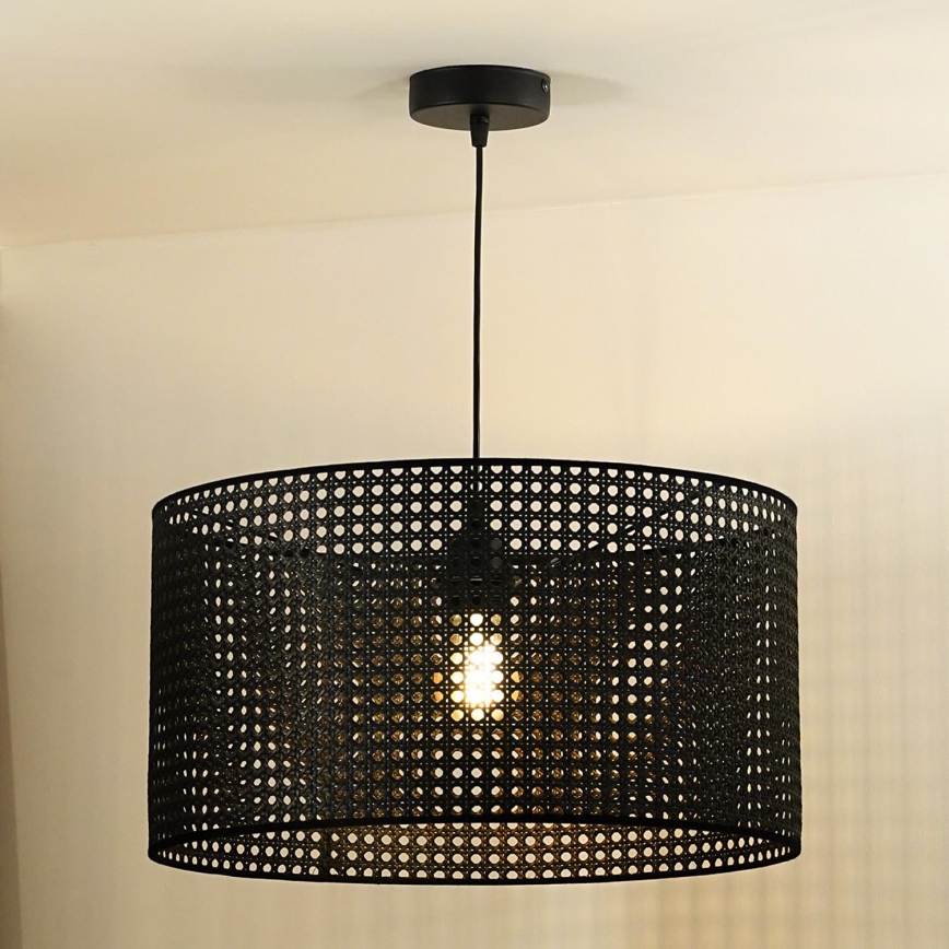 Duolla - Lustra ar auklu ROLLER RATTAN 1xE27/15W/230V d. 45 cm melna
