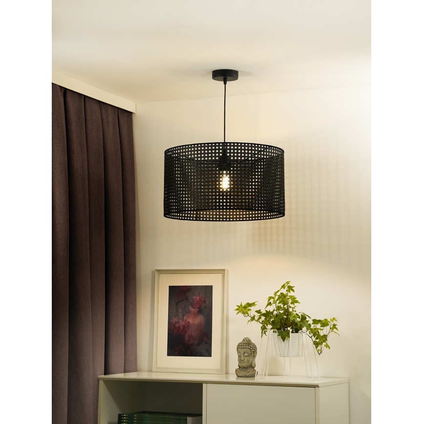 Duolla - Lustra ar auklu ROLLER RATTAN 1xE27/15W/230V d. 45 cm melna