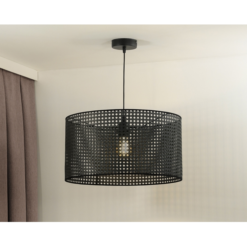 Duolla - Lustra ar auklu ROLLER RATTAN 1xE27/15W/230V d. 45 cm melna
