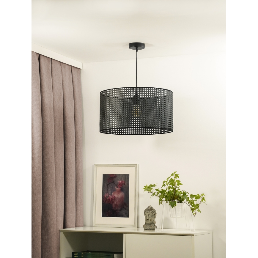 Duolla - Lustra ar auklu ROLLER RATTAN 1xE27/15W/230V d. 45 cm melna