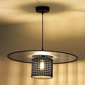 Duolla - Lustra ar auklu TOKYO RATTAN 1xE27/15W/230V d. 50 cm melna/sudraba