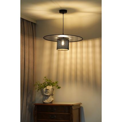 Duolla - Lustra ar auklu TOKYO RATTAN 1xE27/15W/230V d. 50 cm melna/sudraba