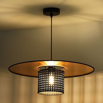 Duolla - Lustra ar auklu TOKYO RATTAN 1xE27/15W/230V d. 50 cm zelta/melna