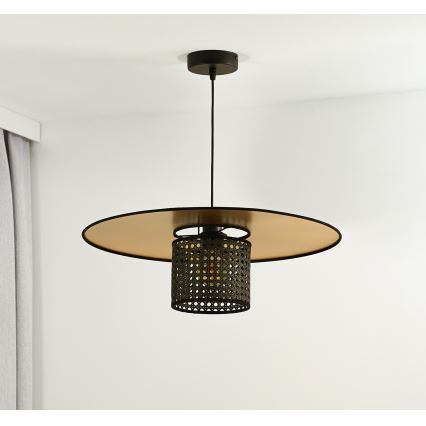Duolla - Lustra ar auklu TOKYO RATTAN 1xE27/15W/230V d. 50 cm zelta/melna