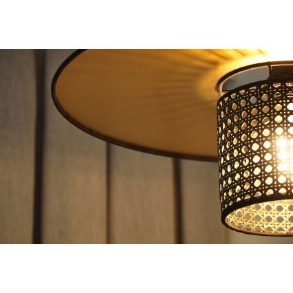 Duolla - Lustra ar auklu TOKYO RATTAN 1xE27/15W/230V d. 50 cm zelta/melna