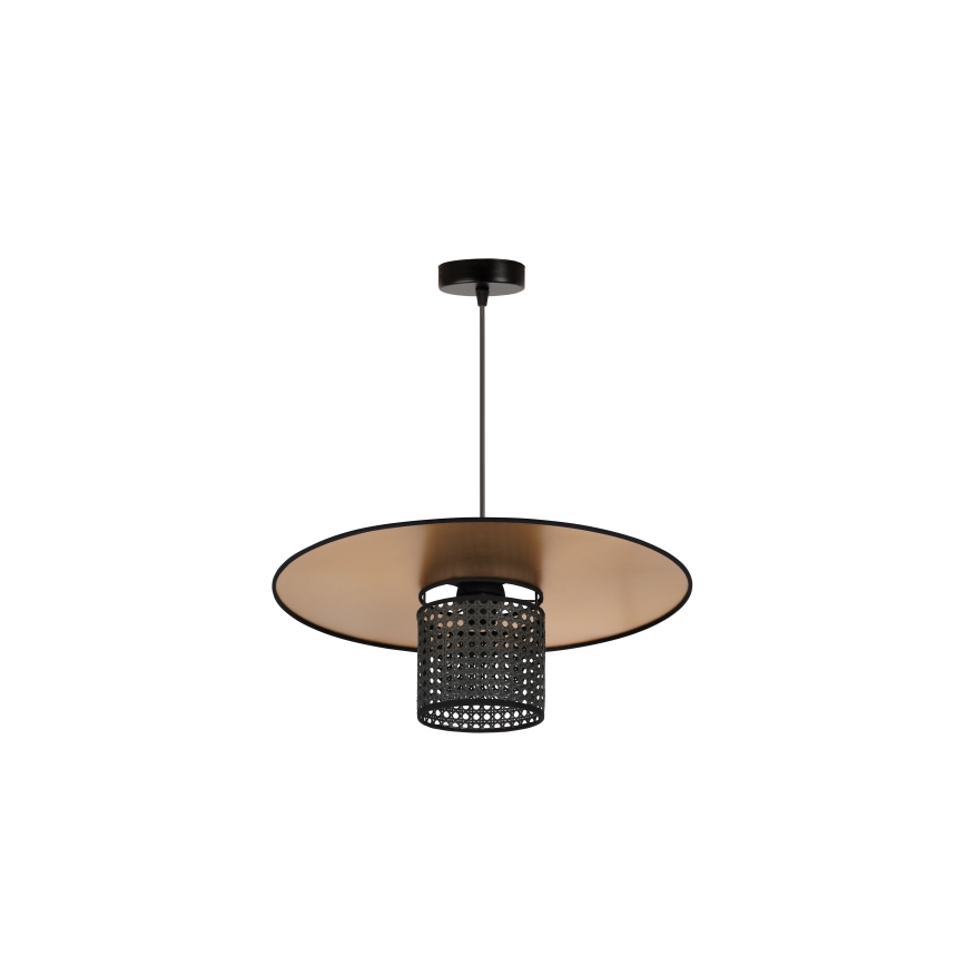 Duolla - Lustra ar auklu TOKYO RATTAN 1xE27/15W/230V d. 50 cm zelta/melna