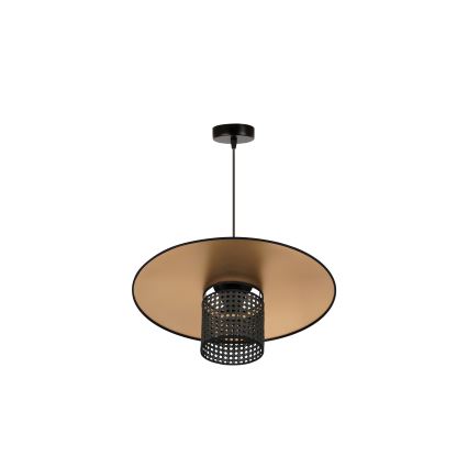 Duolla - Lustra ar auklu TOKYO RATTAN 1xE27/15W/230V d. 50 cm zelta/melna