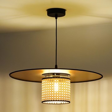 Duolla - Lustra ar auklu TOKYO RATTAN 1xE27/15W/230V d. 50 cm zelta/rotanga
