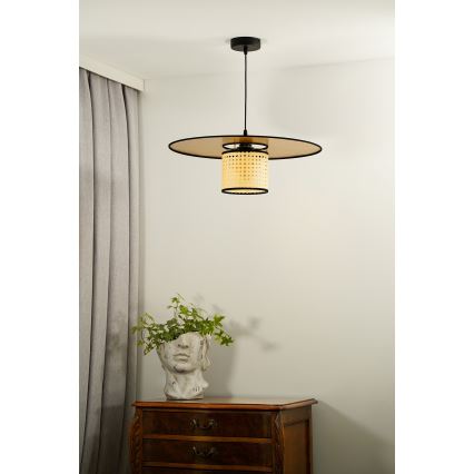 Duolla - Lustra ar auklu TOKYO RATTAN 1xE27/15W/230V d. 50 cm zelta/rotanga