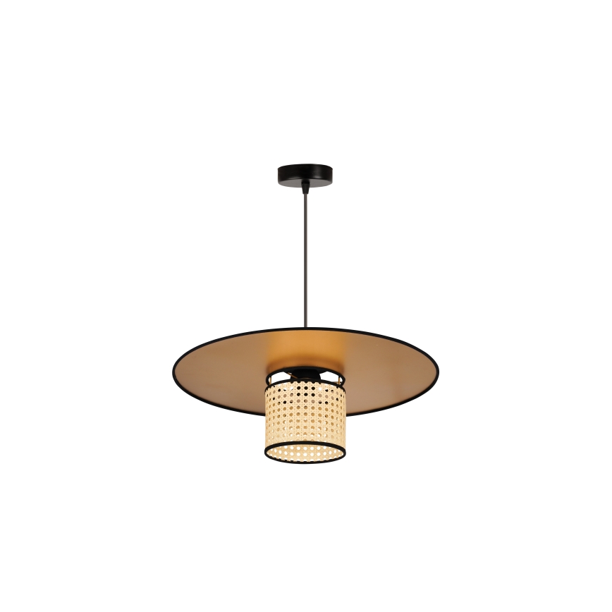 Duolla - Lustra ar auklu TOKYO RATTAN 1xE27/15W/230V d. 50 cm zelta/rotanga