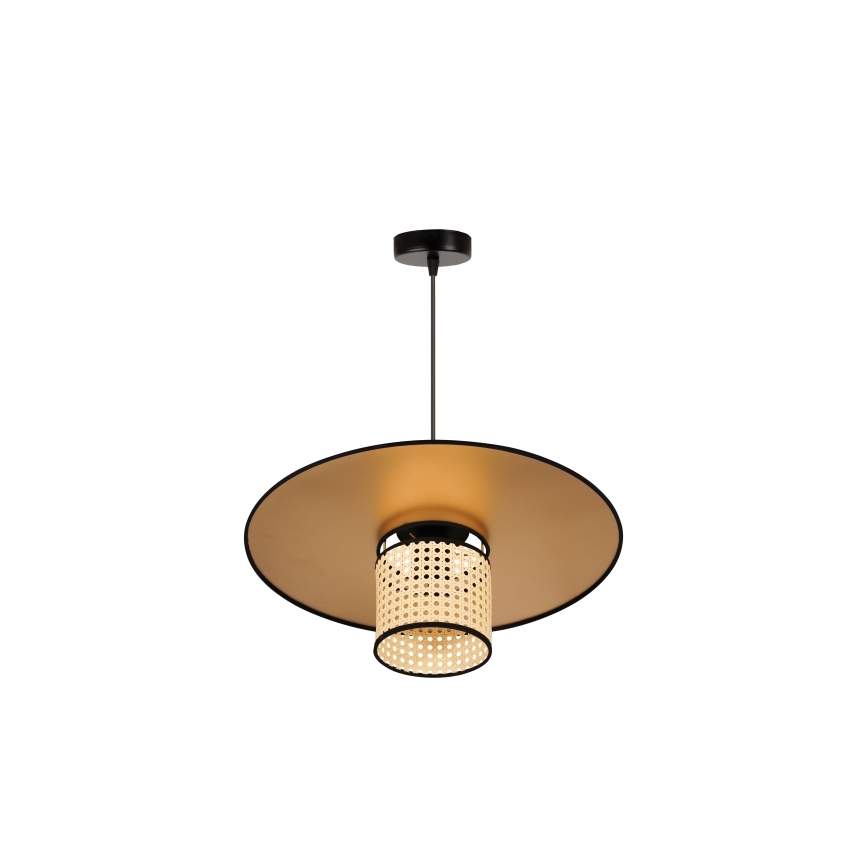 Duolla - Lustra ar auklu TOKYO RATTAN 1xE27/15W/230V d. 50 cm zelta/rotanga