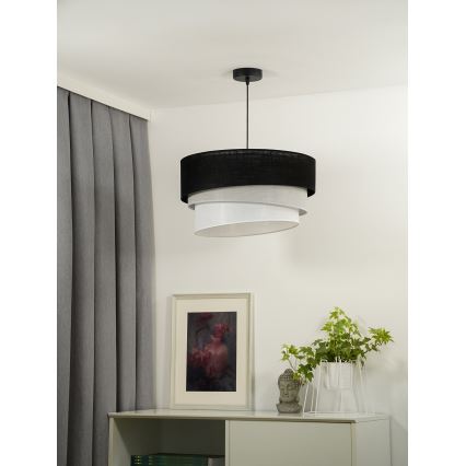 Duolla - Lustra ar auklu TRIO 1xE27/15W/230V d. 45 cm melna/pelēka/balta