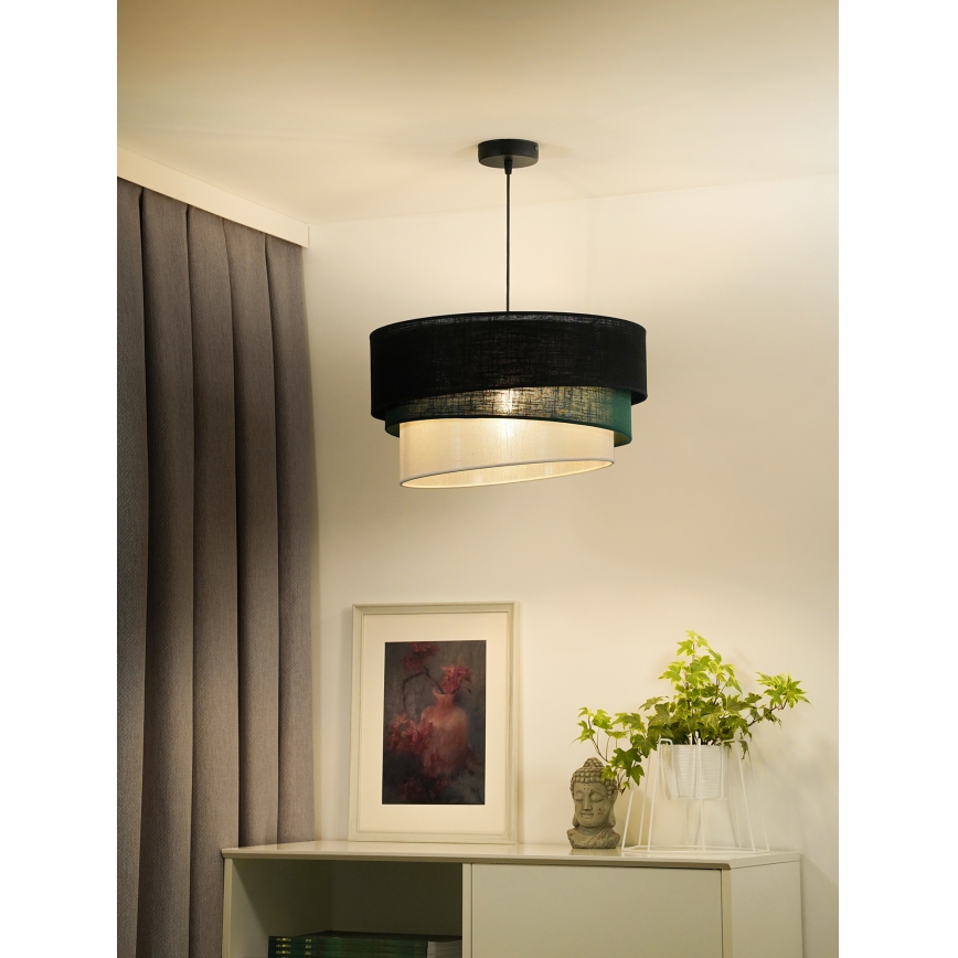 Duolla - Lustra ar auklu TRIO 1xE27/15W/230V d. 45 cm melna/zaļa/balta