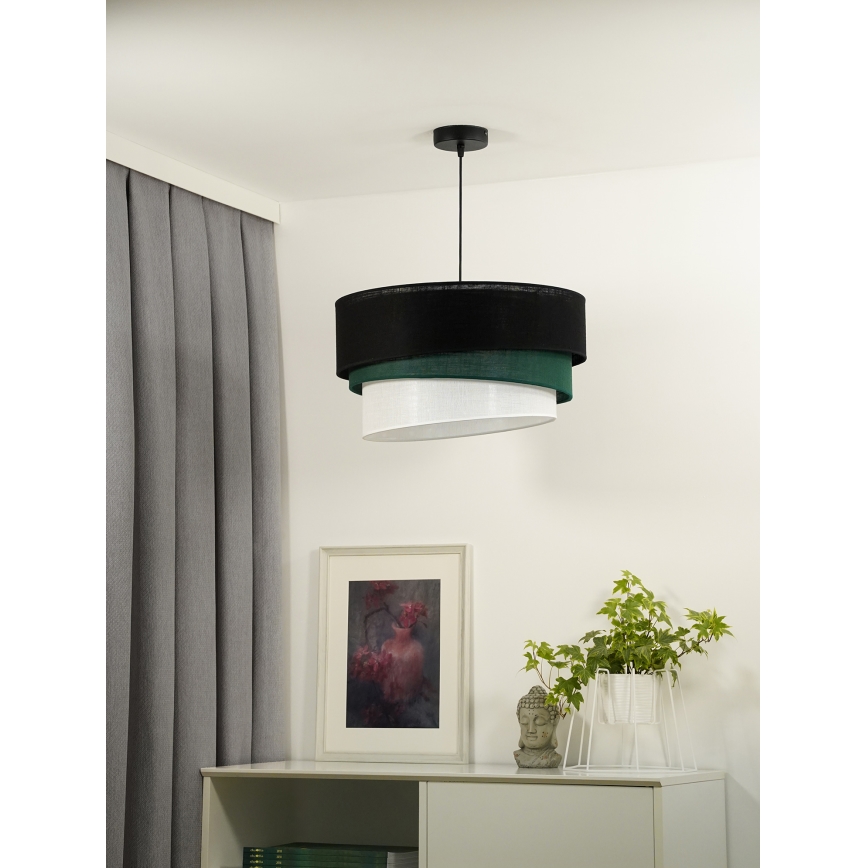 Duolla - Lustra ar auklu TRIO 1xE27/15W/230V d. 45 cm melna/zaļa/balta