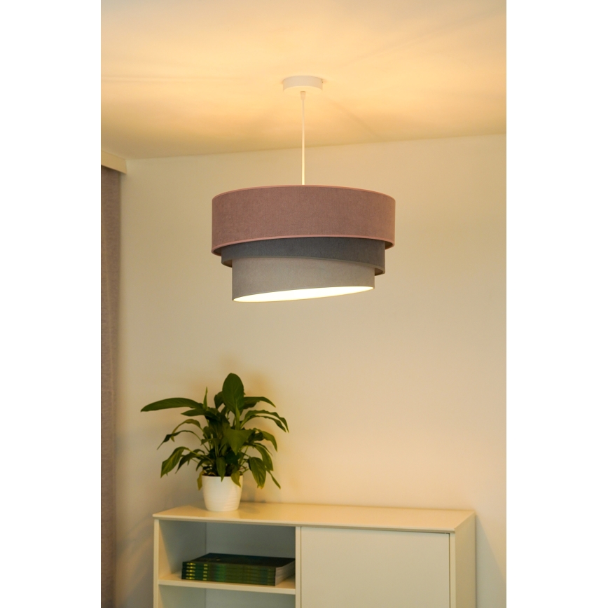Duolla - Lustra ar auklu TRIO 1xE27/15W/230V d. 45 cm rozā/pelēka/balta