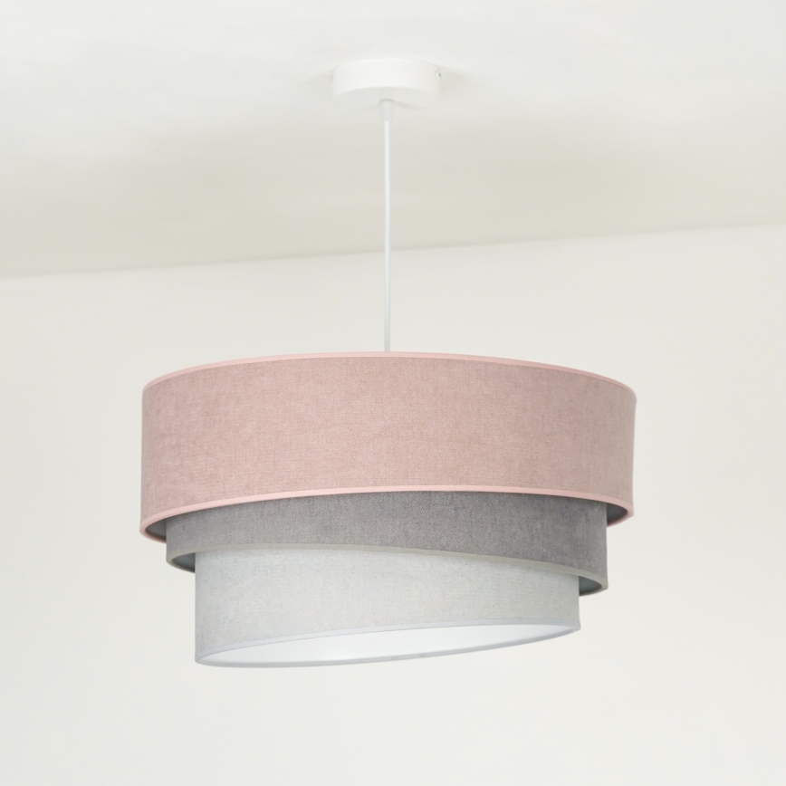 Duolla - Lustra ar auklu TRIO 1xE27/15W/230V d. 45 cm rozā/pelēka/balta
