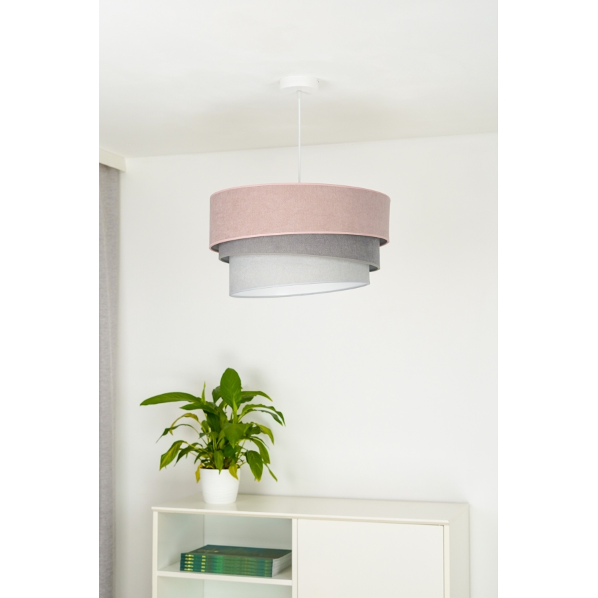 Duolla - Lustra ar auklu TRIO 1xE27/15W/230V d. 45 cm rozā/pelēka/balta