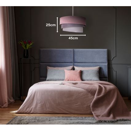 Duolla - Lustra ar auklu TRIO 1xE27/15W/230V d. 45 cm rozā/pelēka/balta