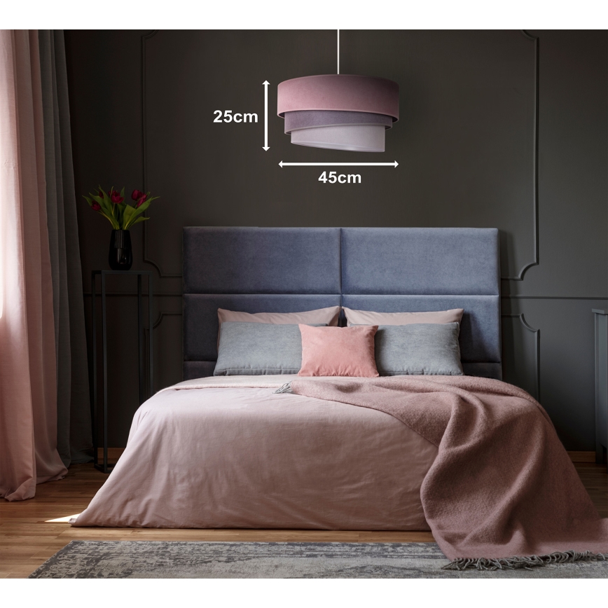 Duolla - Lustra ar auklu TRIO 1xE27/15W/230V d. 45 cm rozā/pelēka/balta