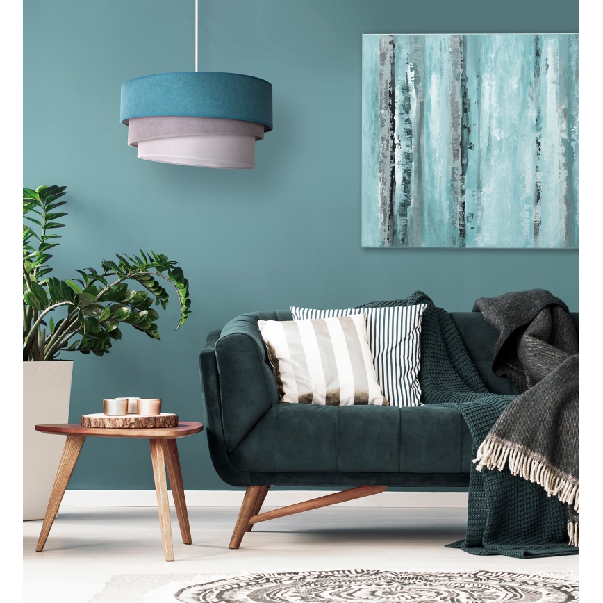 Duolla - Lustra ar auklu TRIO 1xE27/15W/230V d. 45 cm tirkīza/pelēka/balta