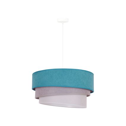 Duolla - Lustra ar auklu TRIO 1xE27/15W/230V d. 45 cm tirkīza/pelēka/balta
