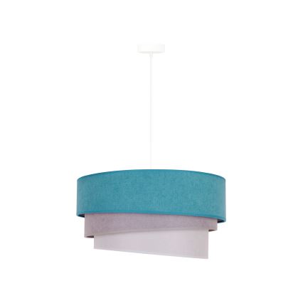 Duolla - Lustra ar auklu TRIO 1xE27/15W/230V d. 45 cm tirkīza/pelēka/balta