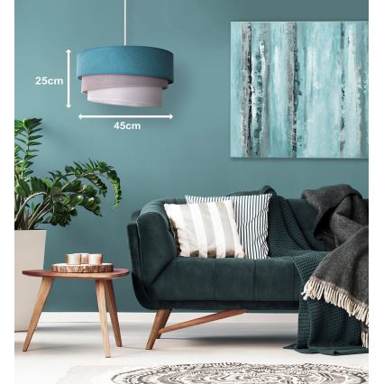 Duolla - Lustra ar auklu TRIO 1xE27/15W/230V d. 45 cm tirkīza/pelēka/balta