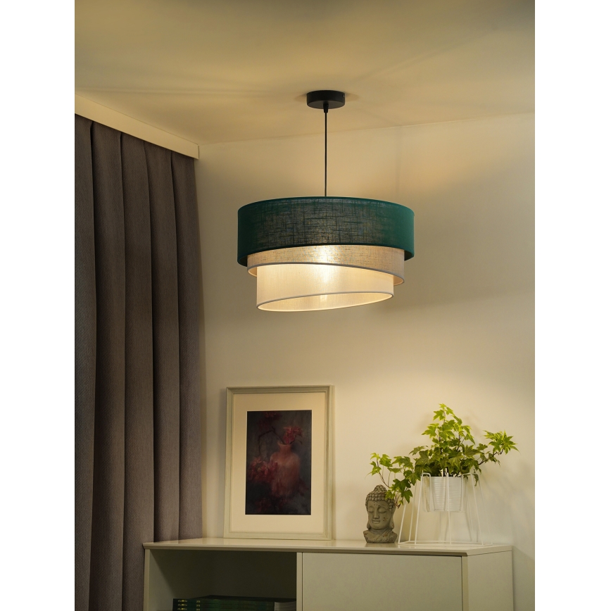 Duolla - Lustra ar auklu TRIO 1xE27/15W/230V d. 45 cm zaļa/pelēka/balta