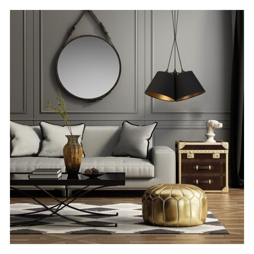 Duolla - Lustra ar auklu TWIGGY 3xE27/40W/230V d. 45 cm melna