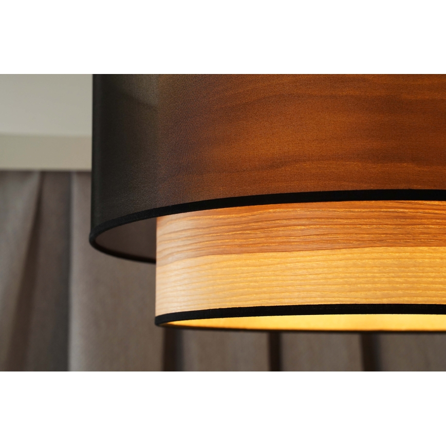 Duolla - Lustra ar auklu WOOD BOHO 1xE27/15W/230V d. 45 cm melna/bēša