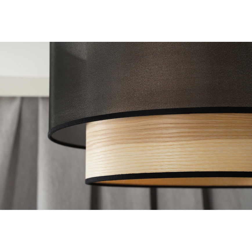 Duolla - Lustra ar auklu WOOD BOHO 1xE27/15W/230V d. 45 cm melna/bēša