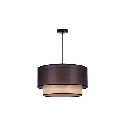 Duolla - Lustra ar auklu WOOD BOHO 1xE27/15W/230V d. 45 cm melna/bēša