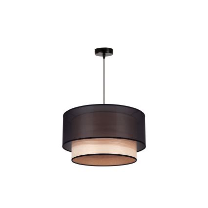 Duolla - Lustra ar auklu WOOD BOHO 1xE27/15W/230V d. 45 cm melna/bēša